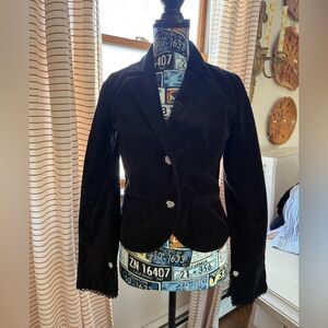 Old Navy Black Velvet Blazer Jacket Lace Detail Size Small